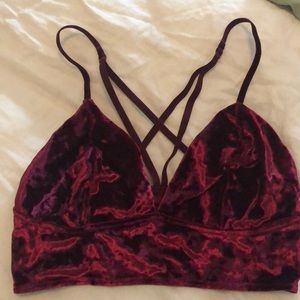 Burgundy velvet bralette